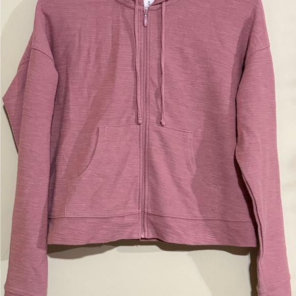 Dusty Rose Casual Zip-Up Hoodie - Picture 5 of 7